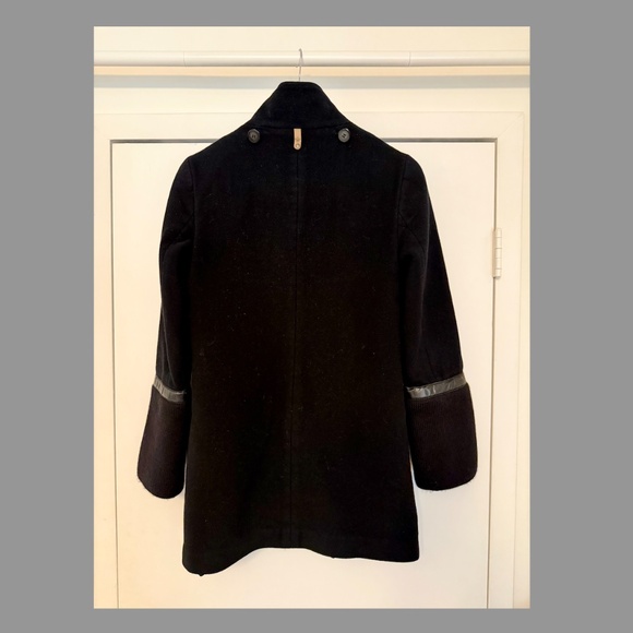 Mackage Women’s Wool Coat – Black, Size Medium – Leather Trim & Detachable Hood - Picture 6 of 6